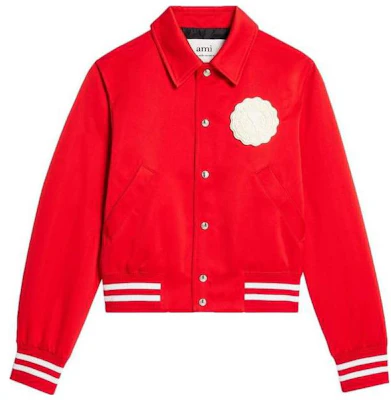 Jaket Bomber Unisex AMI PARIS SS23 Merah Logo Berkerah. UJK219PL0011681 Buy Jaket Bomber Unisex AMI PARIS SS23 Merah Logo Berkerah. UJK219PL0011681