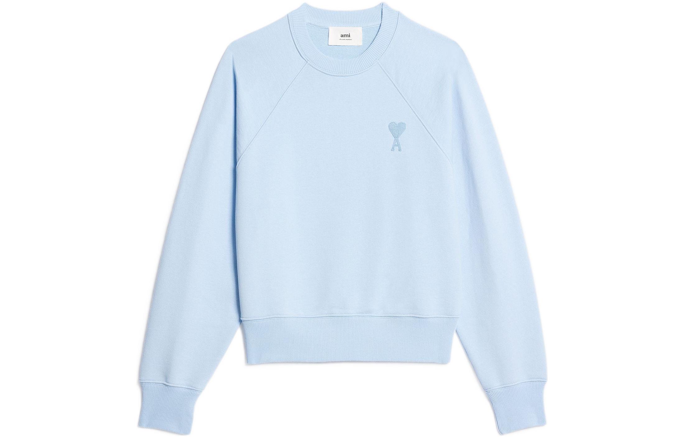 Order Sudadera Unisex AMI PARIS SS23 Azul Cielo con Bordado de Corazón de Algodón USW004747-464