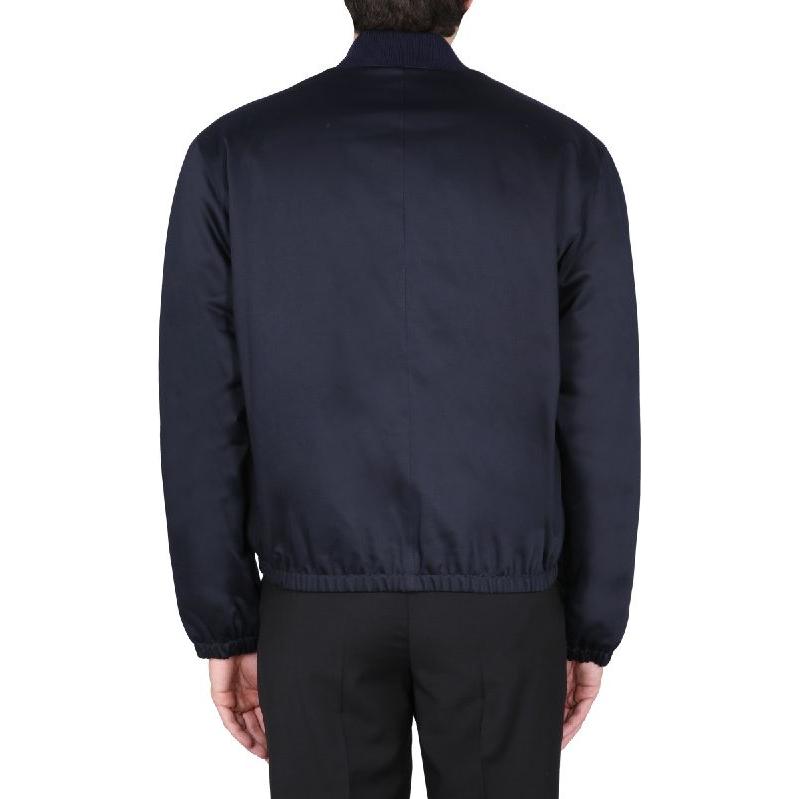 AMI Paris SS23 Solid Cotton Satin Zip-Up Jacket  Navy Blue. HJK023CO0009-491 圖 4