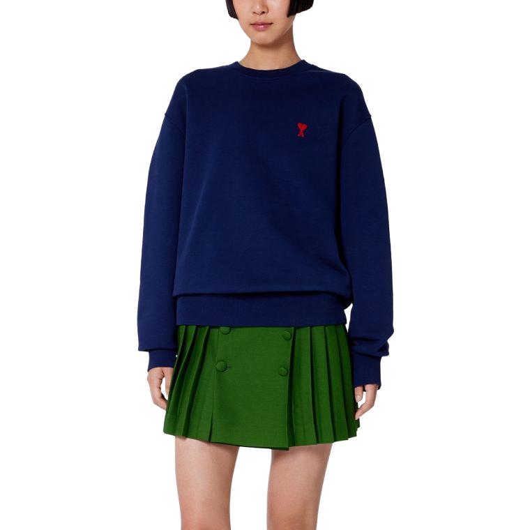 AMI Paris SS23 Solid Heart Embroidery Crewneck Sweatshirt Unisex Sailor Blue USW00173013-491 圖 3