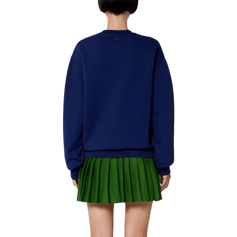 AMI Paris SS23 Solid Heart Embroidery Crewneck Sweatshirt Unisex Sailor Blue USW00173013-491 圖 4