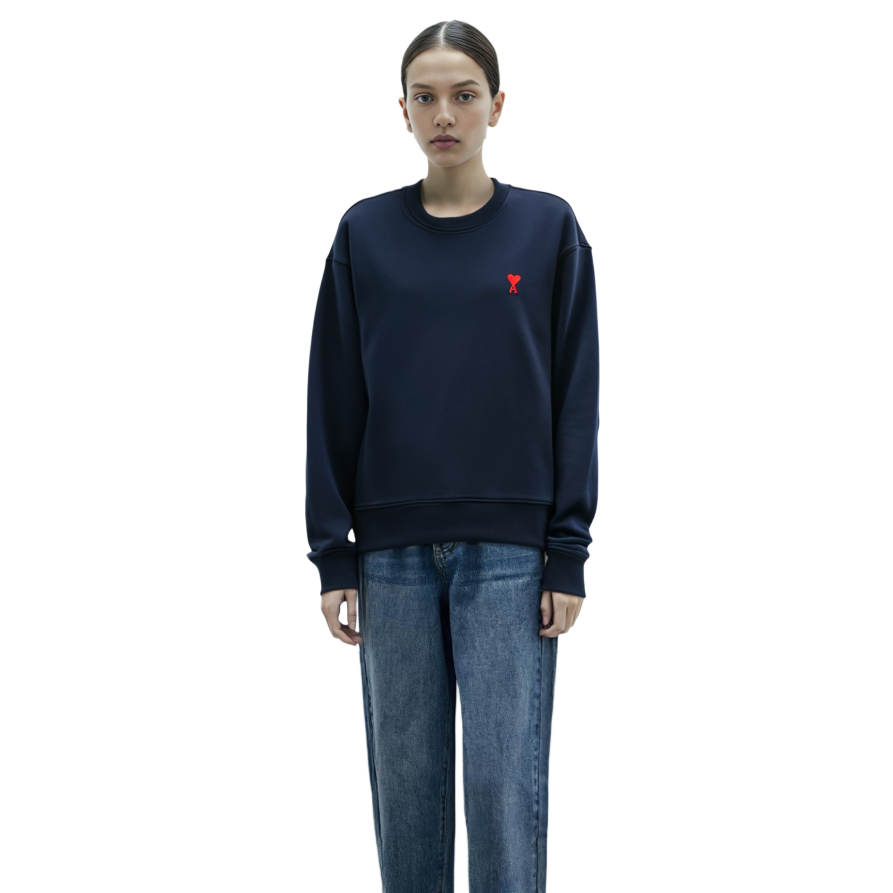 AMI Paris SS23 Solid Heart Embroidery Crewneck Sweatshirt Unisex Sailor Blue USW00173013-491 圖 8