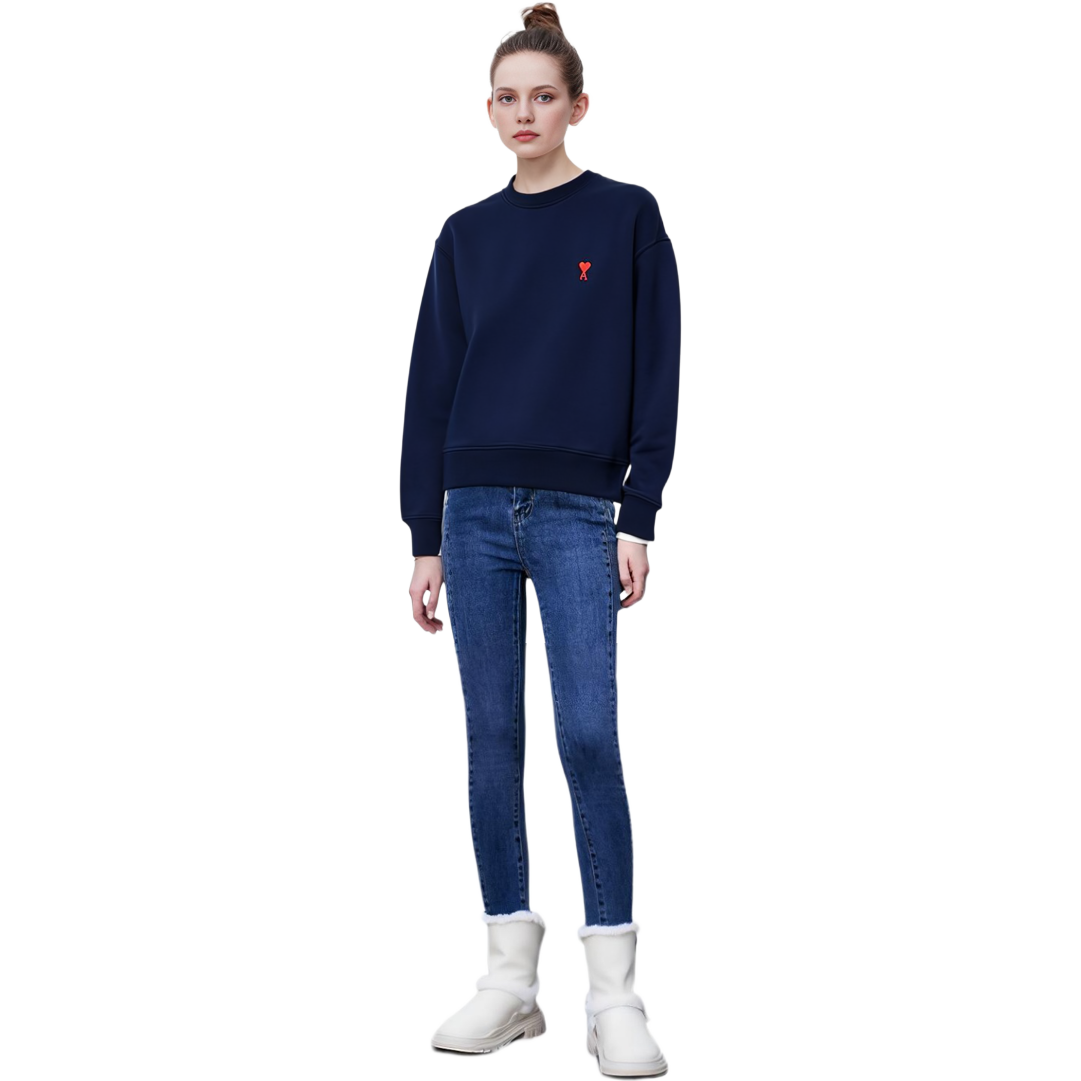 AMI Paris SS23 Solid Heart Embroidery Crewneck Sweatshirt Unisex Sailor Blue USW00173013-491 圖 9
