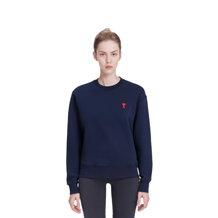 AMI Paris SS23 Solid Heart Embroidery Crewneck Sweatshirt Unisex Sailor Blue USW00173013-491 圖 10