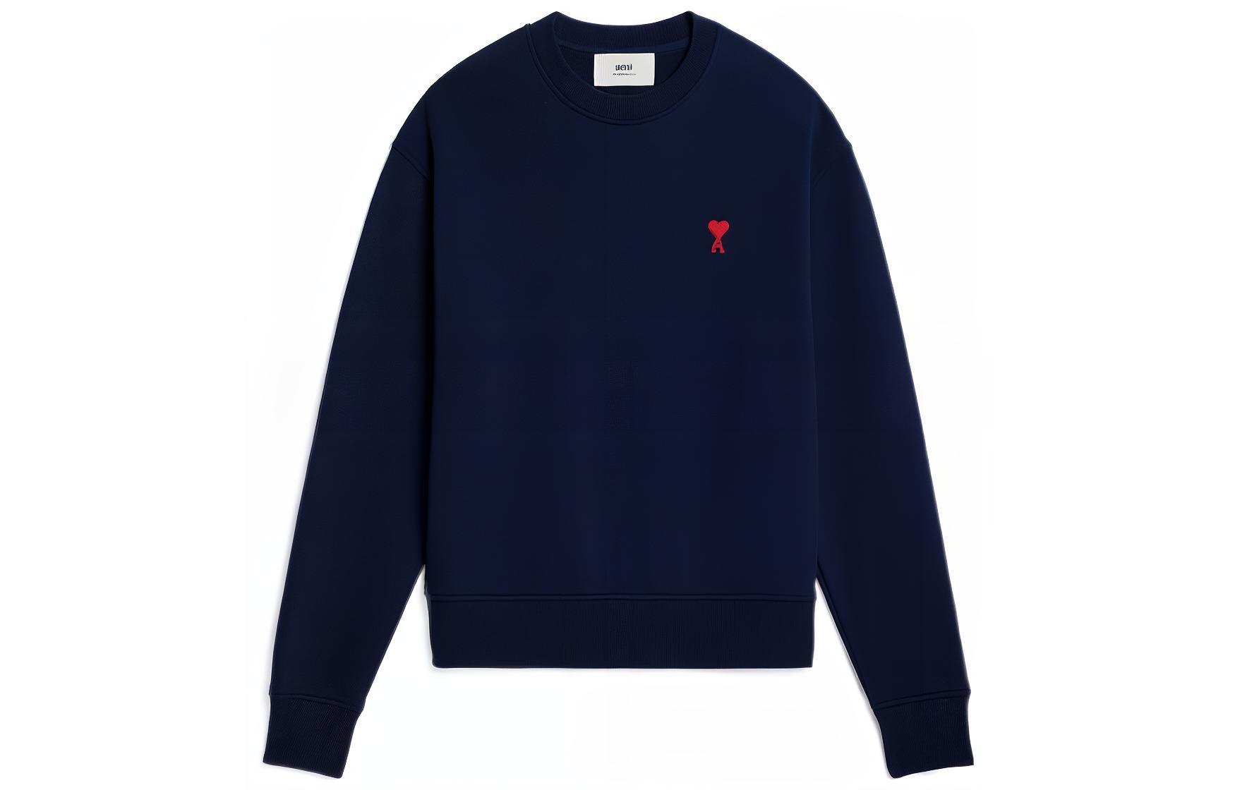 AMI Paris SS23 Solid Logo Embroidered Crewneck Sweatshirt Unisex Sailor Blue USW001730-491 圖 2