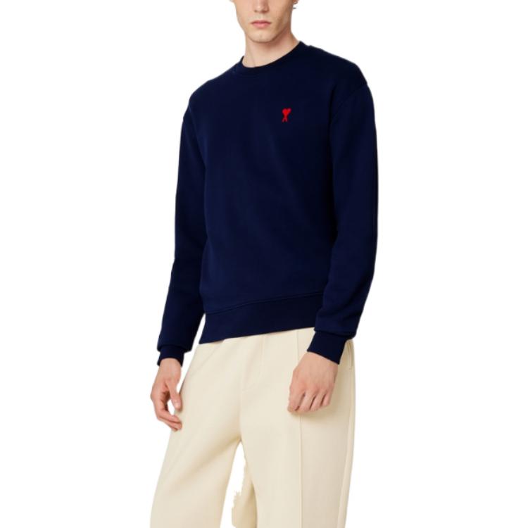 AMI Paris SS23 Solid Logo Embroidered Crewneck Sweatshirt Unisex Sailor Blue USW001730-491 圖 5