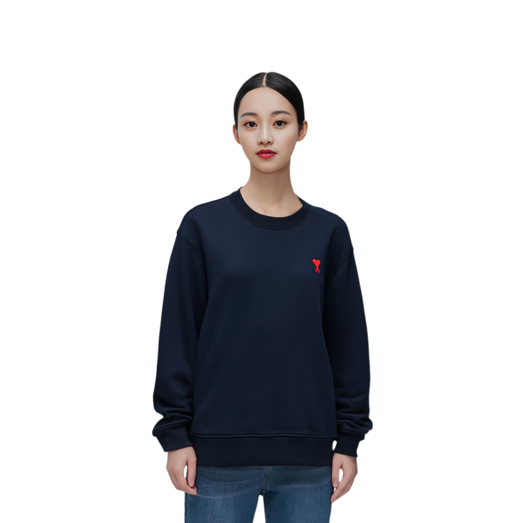 AMI Paris SS23 Solid Logo Embroidered Crewneck Sweatshirt Unisex Sailor Blue USW001730-491 圖 8
