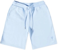 AMI Paris SS23 Solid Logo Embroidered Drawstring Shorts Blue USO604747-464 AMI Paris SS23 Solid Logo Embroidered Drawstring Shorts Blue USO604747-464