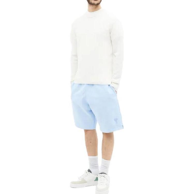 Lookbook AMI Paris SS23 純色刺繡標誌抽繩短褲 藍色 USO604747-464