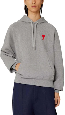 AMI Paris SS23 Solid Logo Embroidered Grey Hoodie Casual Wear. USW204747-501 Shop AMI Paris SS23 Solid Logo Embroidered Grey Hoodie Casual Wear. USW204747-501