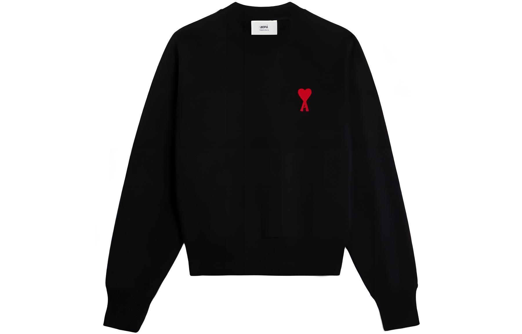 AMI PARIS SS23 Unisex Loose-Fit Cotton Long-Sleeve Sweatshirt Black USW00474714-009