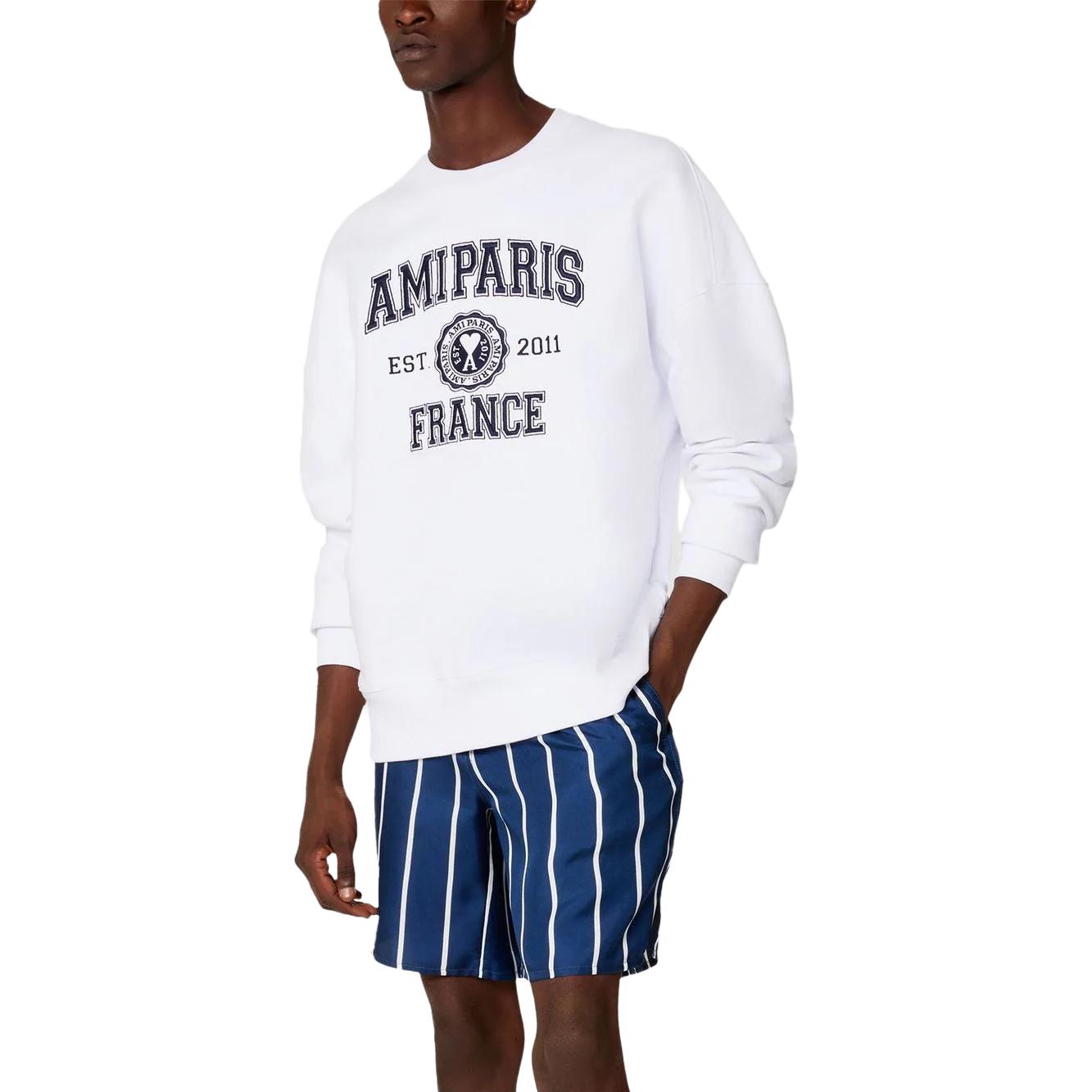 Details for AMI PARIS SS23 男女通用白色長袖印花圓領衛衣 USW008747-100