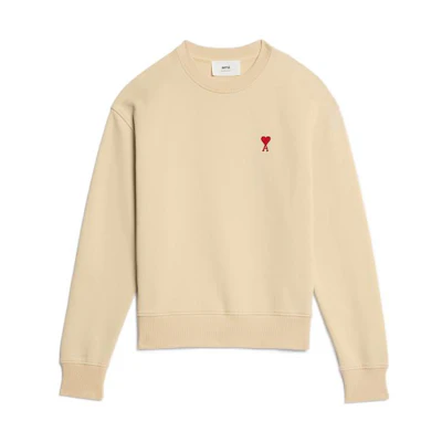 AMI PARIS SS23 Vanilla Logo Embroidered Crewneck Sweatshirt Unisex USW001730-709
