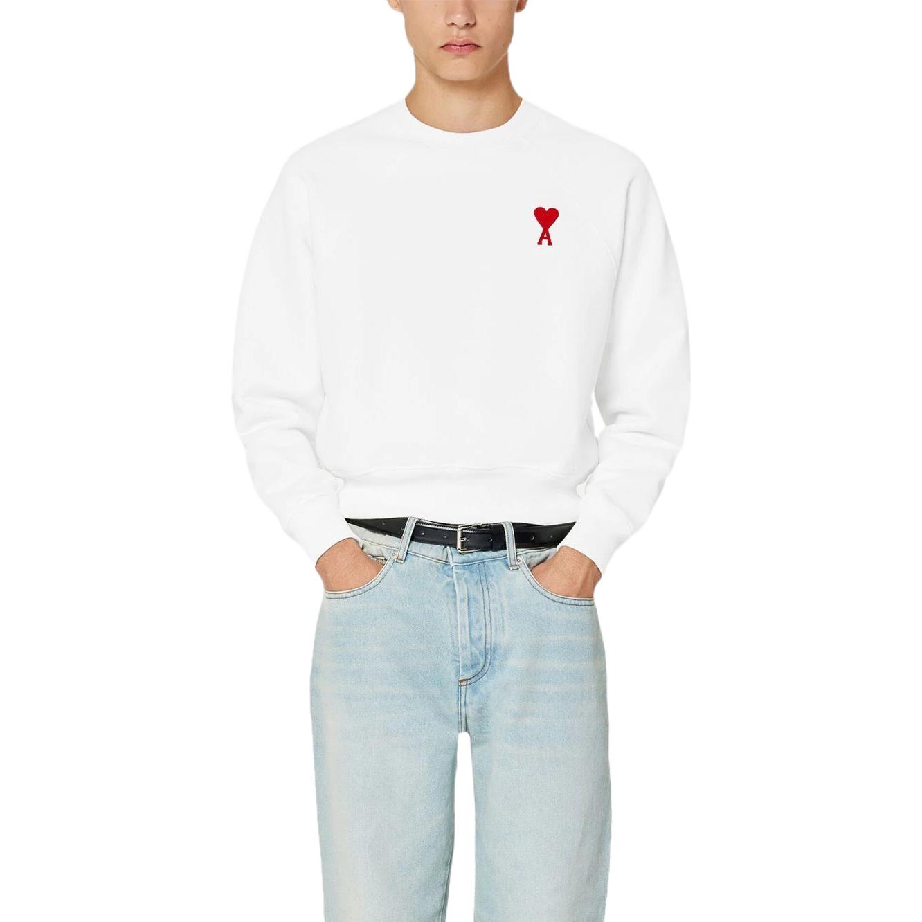 AMI PARIS SS23 White Heart Jacquard Knit Pullover Sweater Unisex UKS008016-175 圖 3