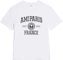 AMI Paris SS23 White Logo Print Crewneck Unisex T-Shirt. HTS008726-100 AMI Paris SS23 White Logo Print Crewneck Unisex T-Shirt. HTS008726-100