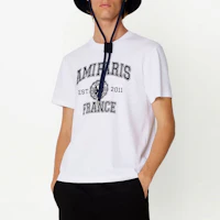 Lookbook AMI Paris SS23 白色logo印花圓領男女短袖T恤 HTS008726-100