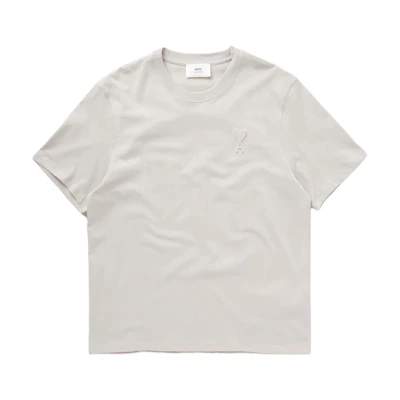AMI PARIS SS24 3D Heart Crewneck Unisex Cotton T-Shirt Off-White UTS025726193