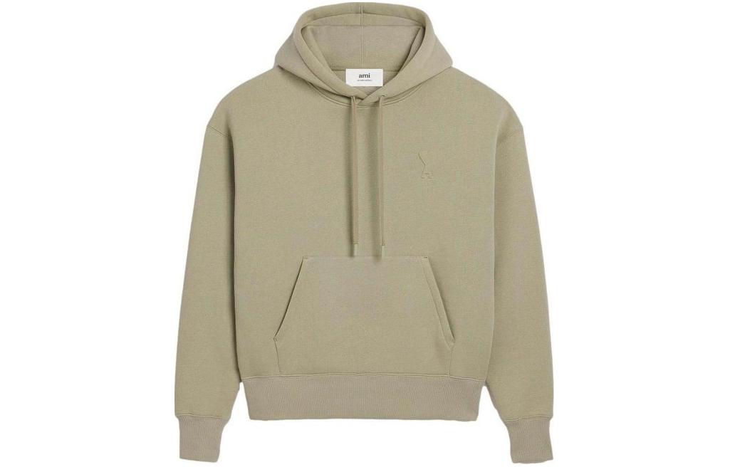 AMI PARIS SS24 3D Heart Embossed Zip Hoodie Unisex Gray Green USW225749317