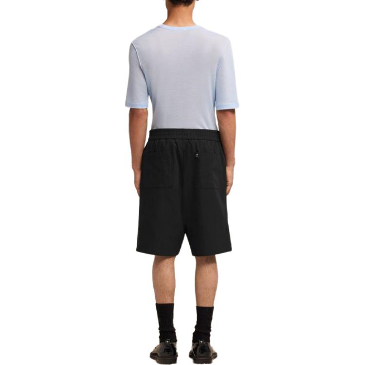 Shop 아미 파리 SS24 블랙 솔리드 캐주얼 밴딩 쇼츠. HSO306CO0062-001