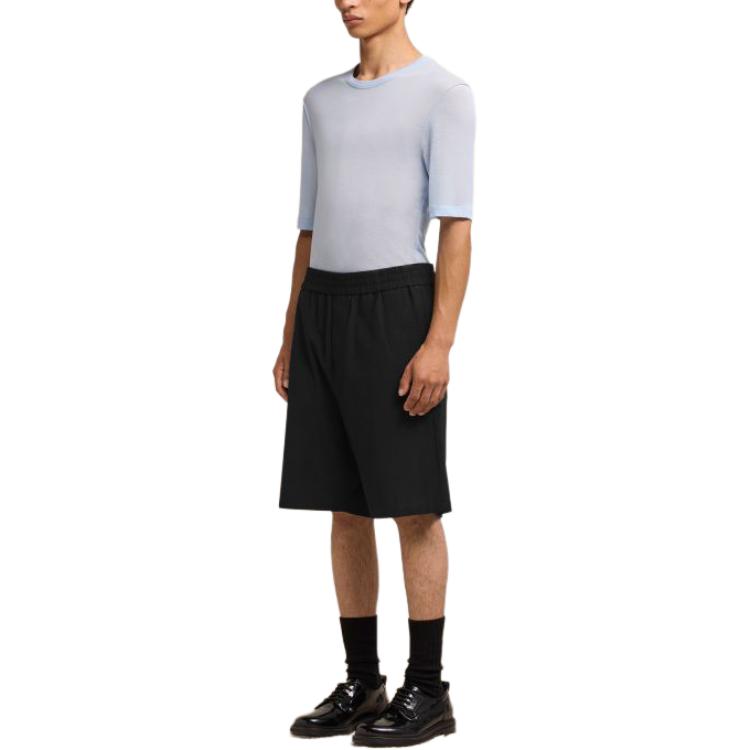 Purchase 아미 파리 SS24 블랙 솔리드 캐주얼 밴딩 쇼츠. HSO306CO0062-001