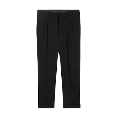 AMI Paris SS24 Black Straight-Leg Cropped Casual Pants HTR100VI0007-001