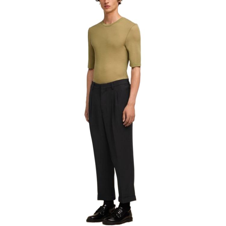 Purchase AMI Paris SS24 黑色直筒九分休闲裤 HTR100VI0007-001
