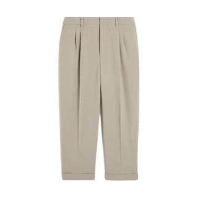AMI PARIS SS24 Casual Mid-Rise Straight Pants Light Gray Taupe. HTR100VI0007-2811