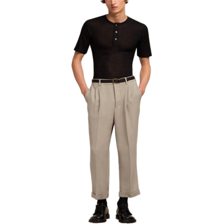 Lookbook AMI PARIS SS24 Seluar Kasual Mid-Rise Straight Kelabu Terang Taupe. HTR100VI0007-2811