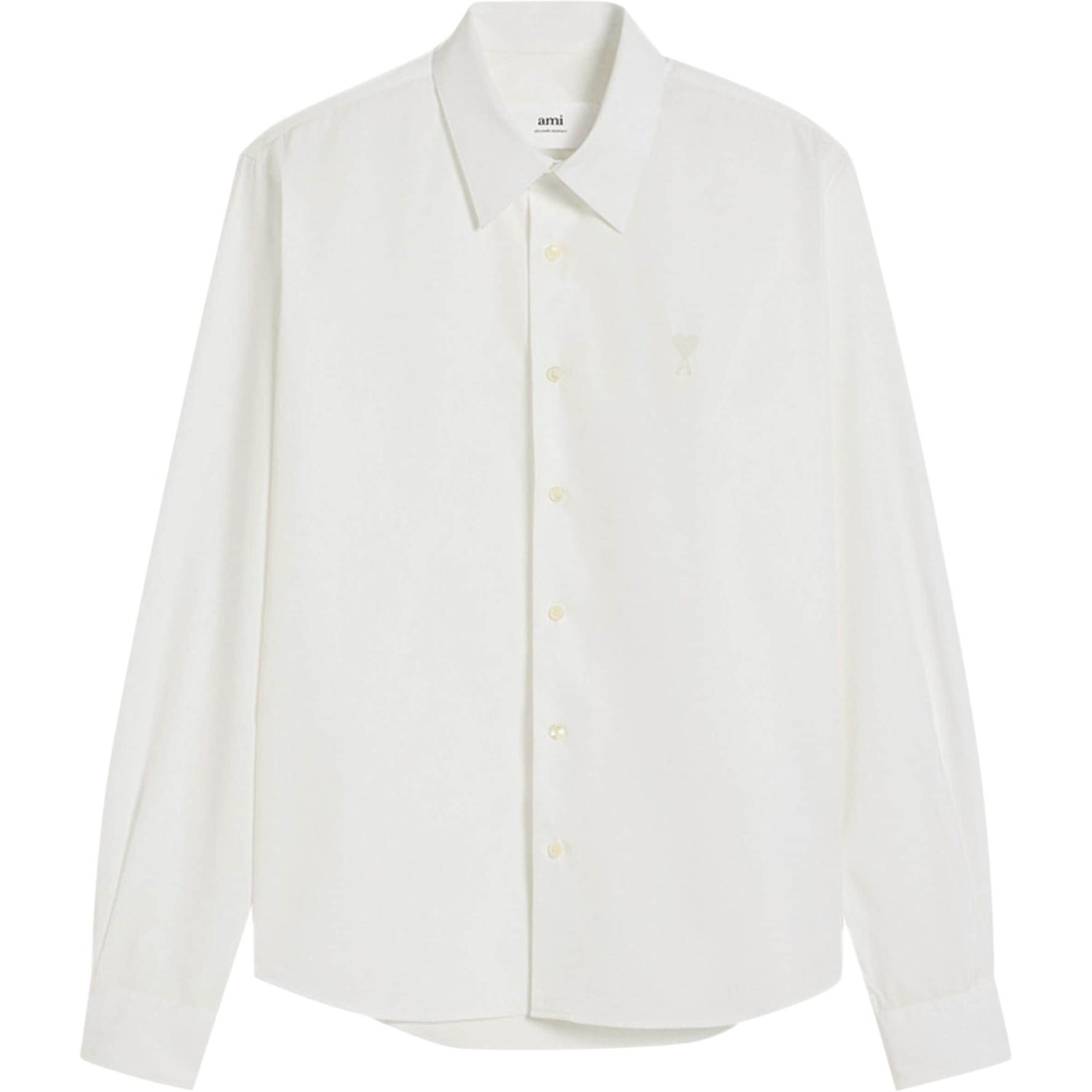 AMI PARIS SS24  White Relaxed Fit Single-Breasted Long Sleeve Shirt BFHSH061CO0063-WHITE 圖 2