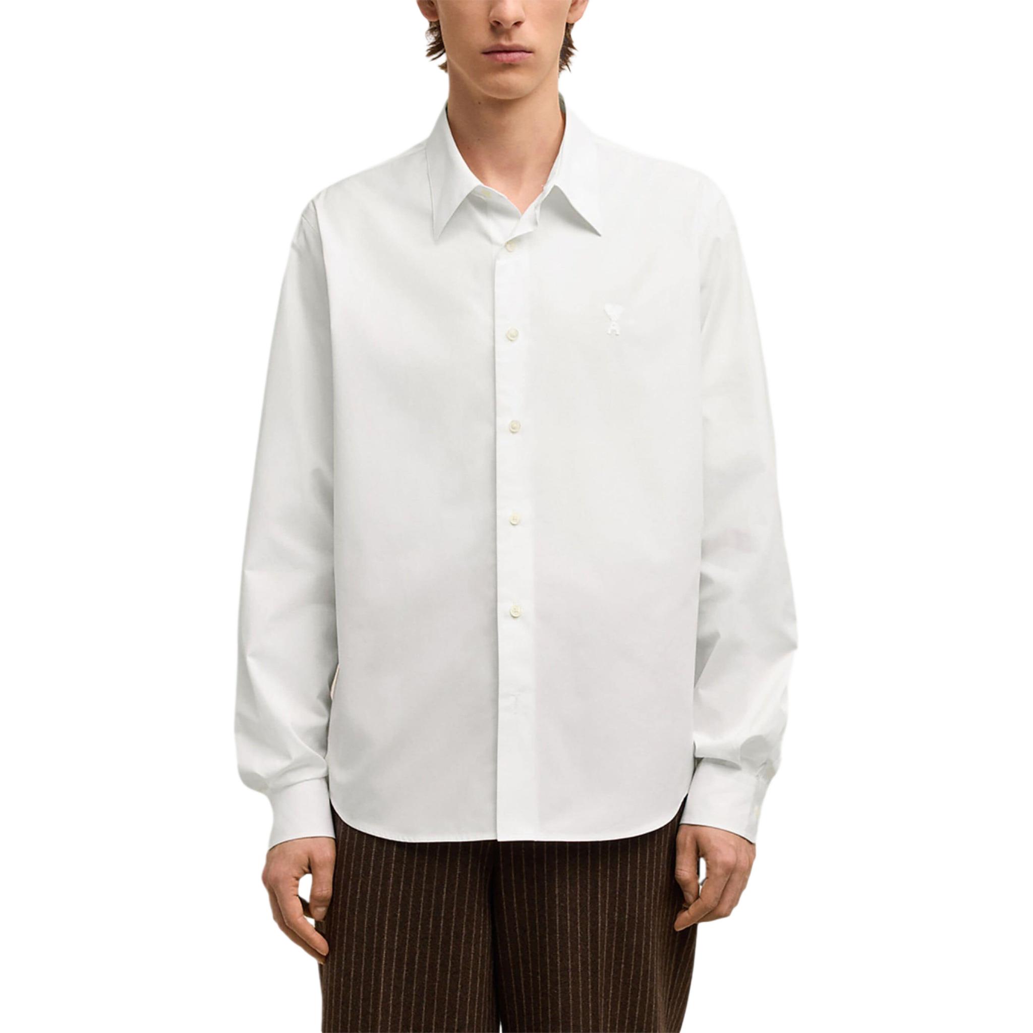 AMI PARIS SS24  White Relaxed Fit Single-Breasted Long Sleeve Shirt BFHSH061CO0063-WHITE 圖 3