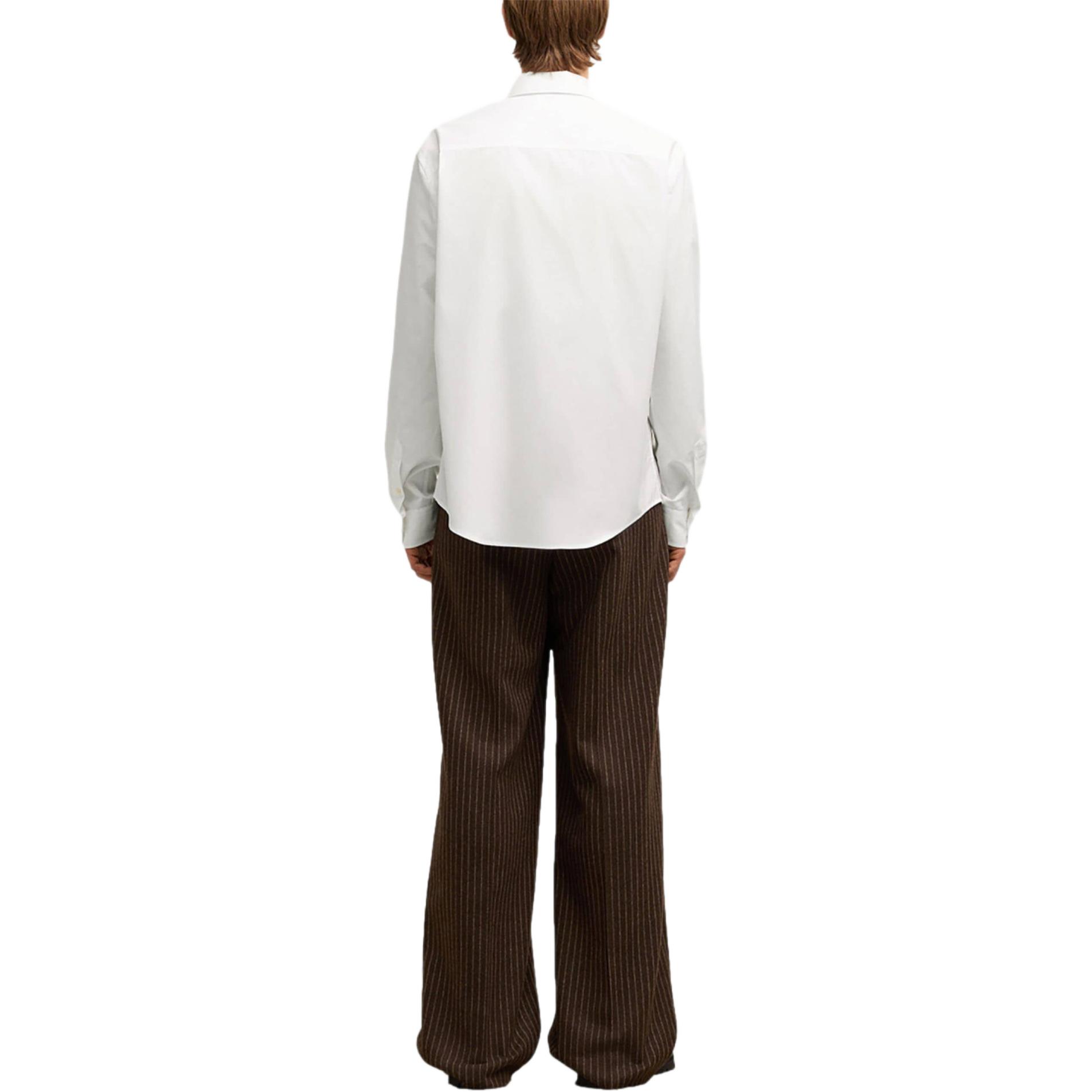 AMI PARIS SS24  White Relaxed Fit Single-Breasted Long Sleeve Shirt BFHSH061CO0063-WHITE 圖 4