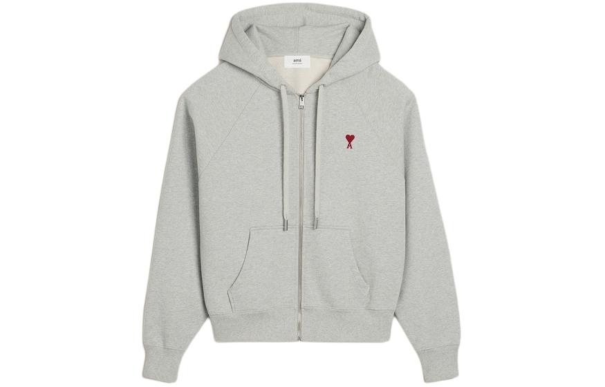 AMI PARIS SS24 Cloud Gray Heart Pattern Hoodie Unisex USW4157476-0951