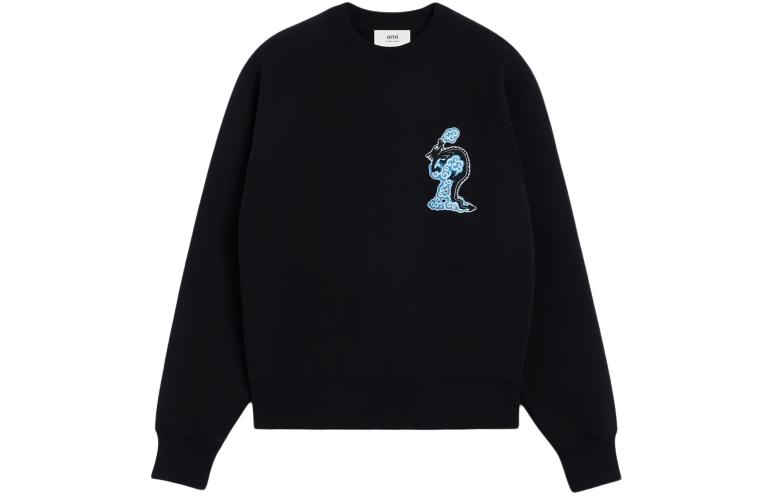 Order Sudadera Unisex Negra AMI Paris SS24 Dragon Capsule de Ajuste Holgado Manga Larga SPUSW099747-001