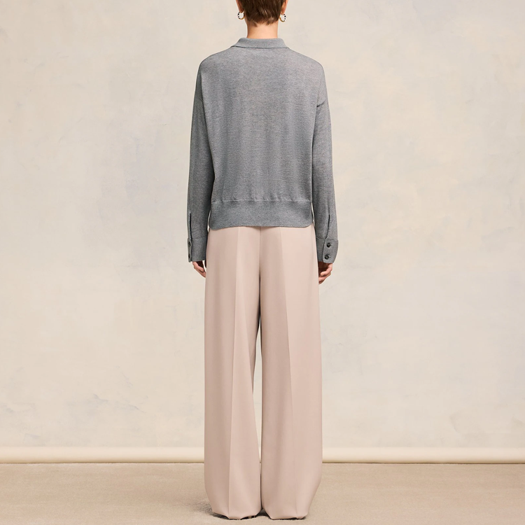 Shop AMI Paris SS24 灰色美利奴羊毛愛心刺繡開衫男女款 UKC042KN0039-055