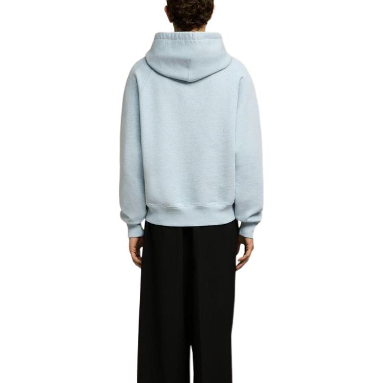 AMI Paris SS24 Heart Embroidered Unisex Cotton Hoodie Light Blue. USW205747-4842 圖 4