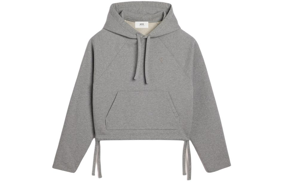 AMI Paris SS24 Heart Logo Pullover Hoodie Unisex - Ash Grey. USW226730-055