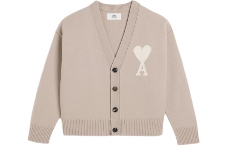 Order AMI Paris SS24 愛心美利奴羊毛開衫 淺米色 男女款毛衣 UKC006018-2713