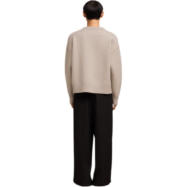 Shop AMI Paris SS24 愛心美利奴羊毛開衫 淺米色 男女款毛衣 UKC006018-2713