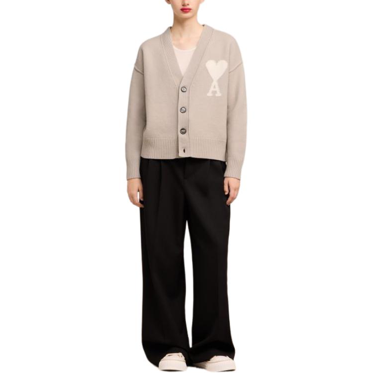 Details for AMI Paris SS24 愛心美利奴羊毛開衫 淺米色 男女款毛衣 UKC006018-2713