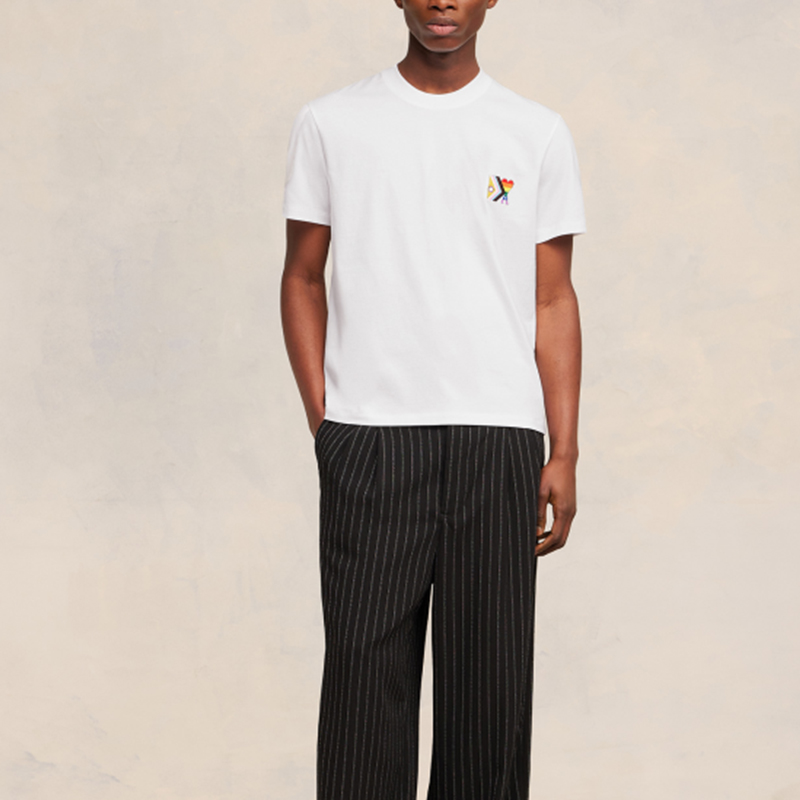 AMI Paris SS24 Rainbow Heart Relaxed Fit T-Shirt Unisex White SPUTS019724-100 圖 3