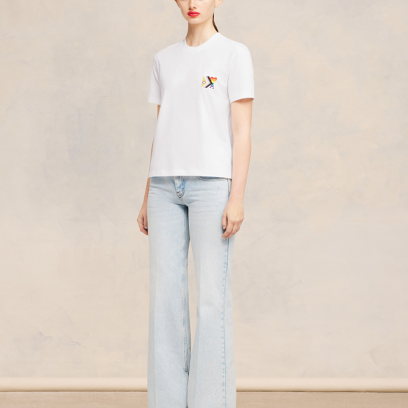 AMI Paris SS24 Rainbow Heart Relaxed Fit T-Shirt Unisex White SPUTS019724-100 圖 7