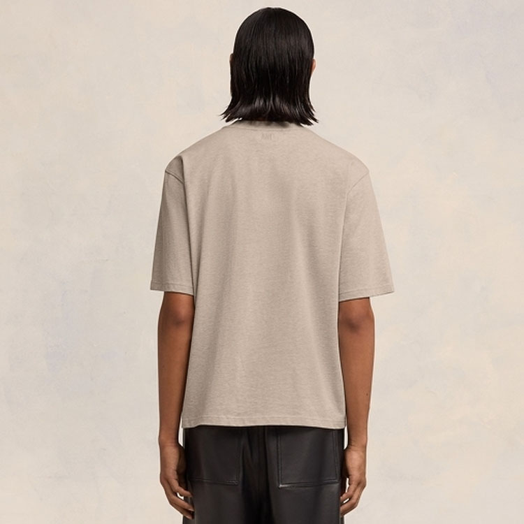 Shop AMI PARIS SS24 红心棉质短袖T恤 米白色 男女同款 UTS005726-2712