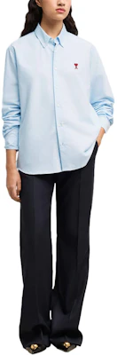AMI Paris SS24 男士單排扣寬鬆版長袖襯衫 天空藍 BFUSH063CO0031-BLUE Lookbook AMI Paris SS24 男士單排扣寬鬆版長袖襯衫 天空藍 BFUSH063CO0031-BLUE