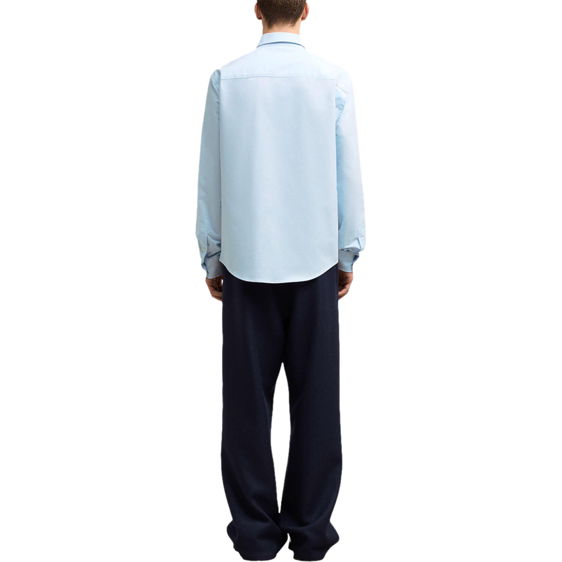 AMI Paris SS24 Single-Breasted Relaxed Fit Long Sleeve Shirt Sky Blue Men BFUSH063CO0031-BLUE 圖 4