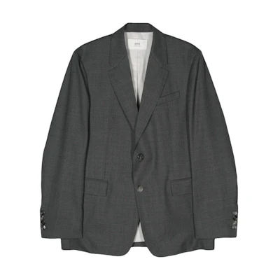 AMI Paris SS24 Single-Breasted Split-Back Blazer Light Gray HBV007WV0043-HEATHER GREY