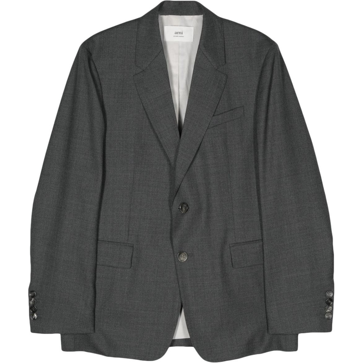 AMI Paris SS24 Single-Breasted Split-Back Blazer  Light Gray HBV007WV0043-HEATHER GREY 圖 2