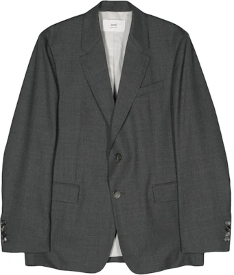 AMI Paris SS24 Blazer Single-Breasted Split-Back Abu Muda HBV007WV0043-HEATHER GREY Order AMI Paris SS24 Blazer Single-Breasted Split-Back Abu Muda HBV007WV0043-HEATHER GREY