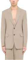 AMI Paris SS24 Solid Beige Notched Lapel Single-Breasted Blazer HBV007VI0007/O-2811 AMI Paris SS24 Solid Beige Notched Lapel Single-Breasted Blazer HBV007VI0007/O-2811