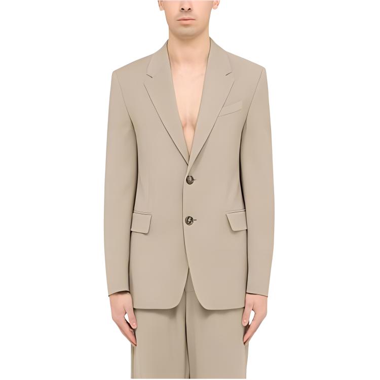 AMI Paris SS24 Solid Beige Notched Lapel Single-Breasted  Blazer HBV007VI0007/O-2811 圖 2