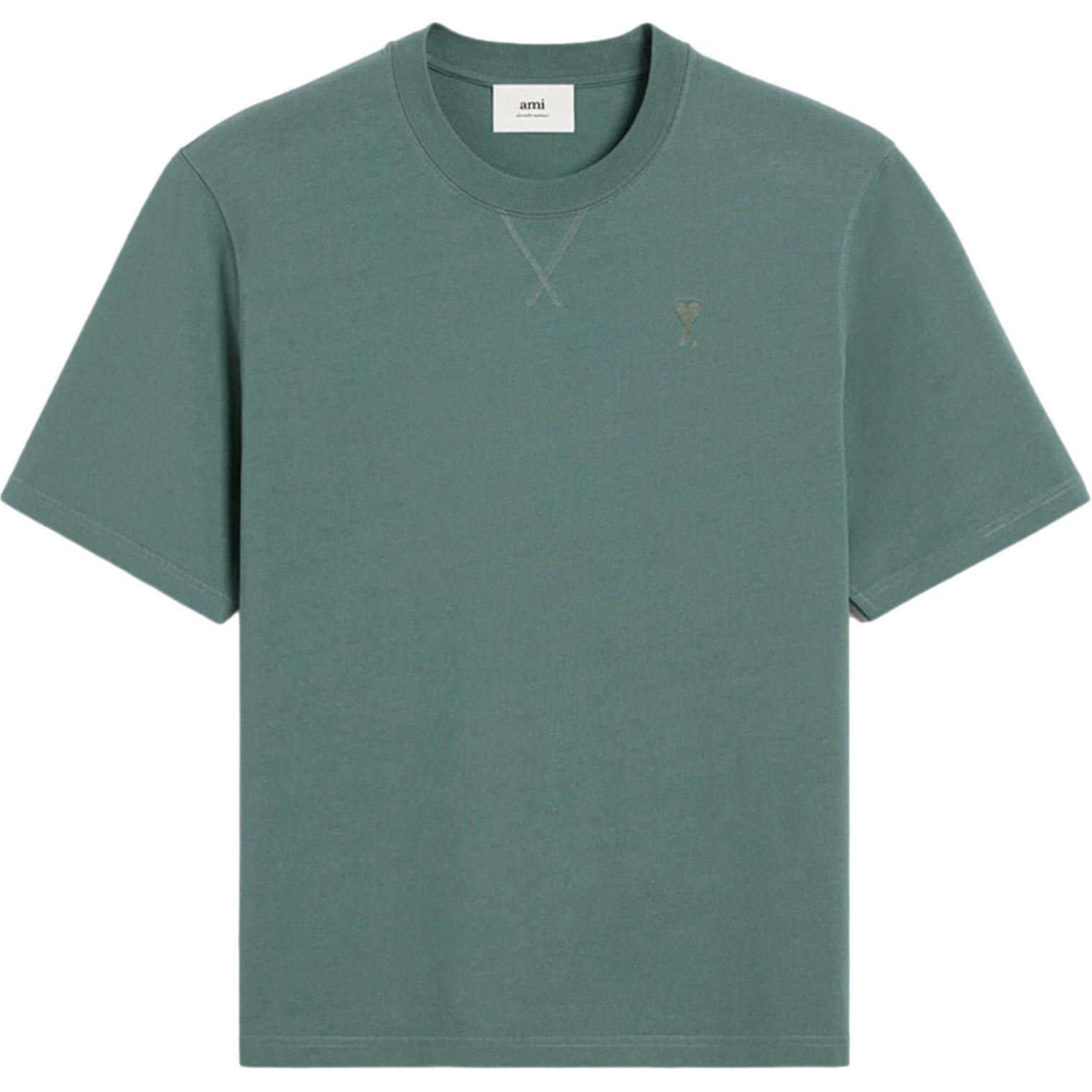 AMI PARIS SS24 Unisex Cotton Crewneck Tee Short Sleeve Light Green UTS040JE0090-GREEN